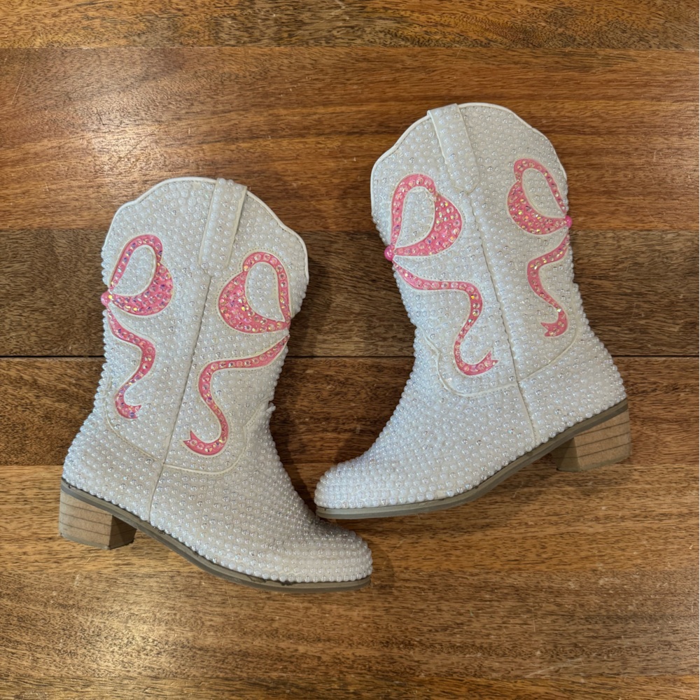 Charming Kids' White and Pink Boots